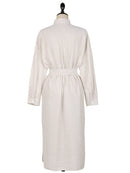 Colorfaith DR1800 2023 Gestreiftes Baumwoll- und Leinenhemdkleid Schnürung Damen Frühling Sommer Elegant Koreanische Mode Lange Kleider für Damen