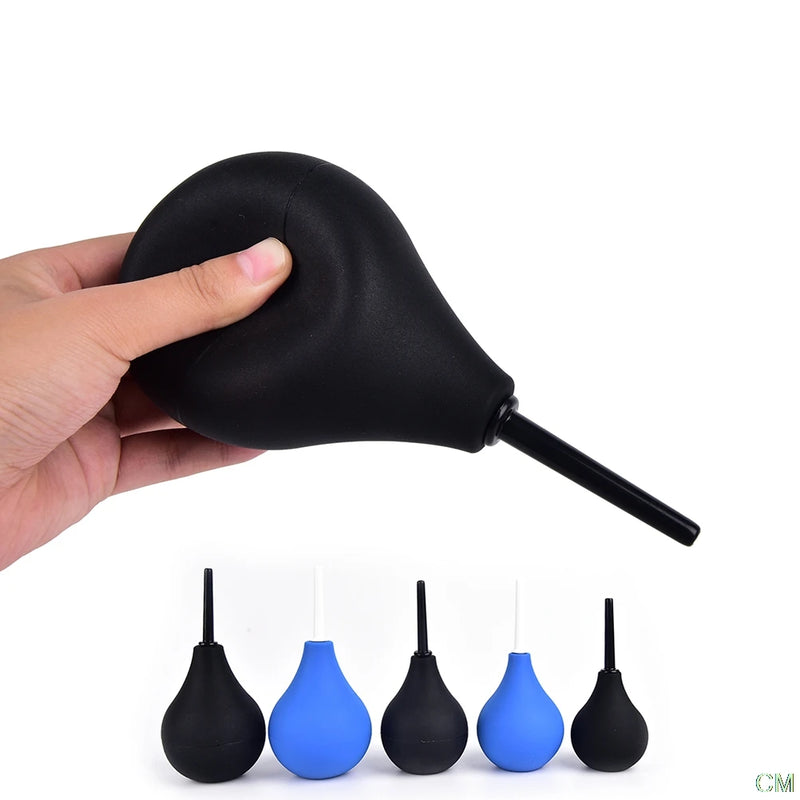 Hot 89/160/220ml Pear Shaped Enema Rectal Shower Cleaning System Silicone Gel Blue Ball For Anal Anus Colon Enema Anal Cleaning