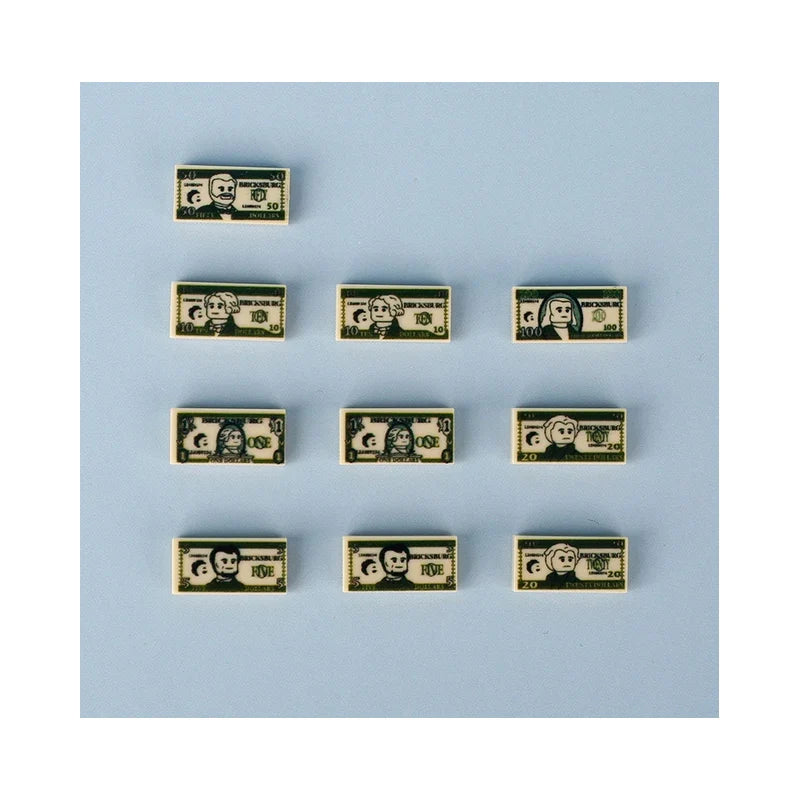 MOC Building Blocks Figures Accessories Cash Dollar Coin Bag Model Gold Silver Bar Colored Diamond Treasure Box Series Coffer