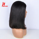 HairUGo – perruque Bob Lace Closure Wig Remy brésilienne naturelle, cheveux courts lisses, 13*1 T, 4x4, pre-plucked, pour femmes