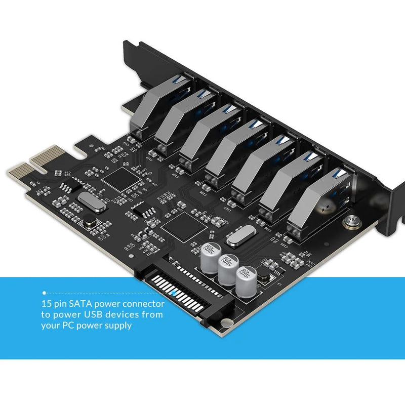 ORICO SuperSpeed 2/5/7 Port USB 3.0 PCI-E Express Card with A 15pin SATA Power Connector PCIE Adapt  for Windows 8/10/Linux