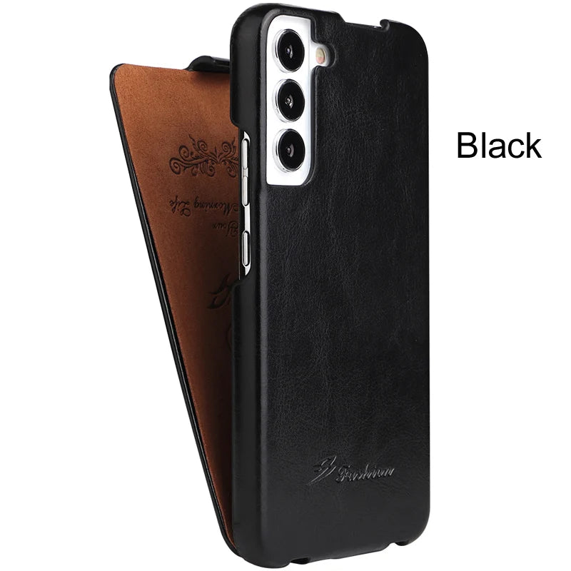 Vertical Flip Leather Case For Samsung Galaxy S22 S23 S24 Ultra Plus Retro Vintage Business Fold up and down Cover