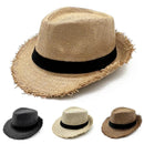 Straw Sun Hat Mens Womens Casual Breathable Cowboy Wide Brim Jazz Hat Sun Protection Fashion Beach Caps Summer