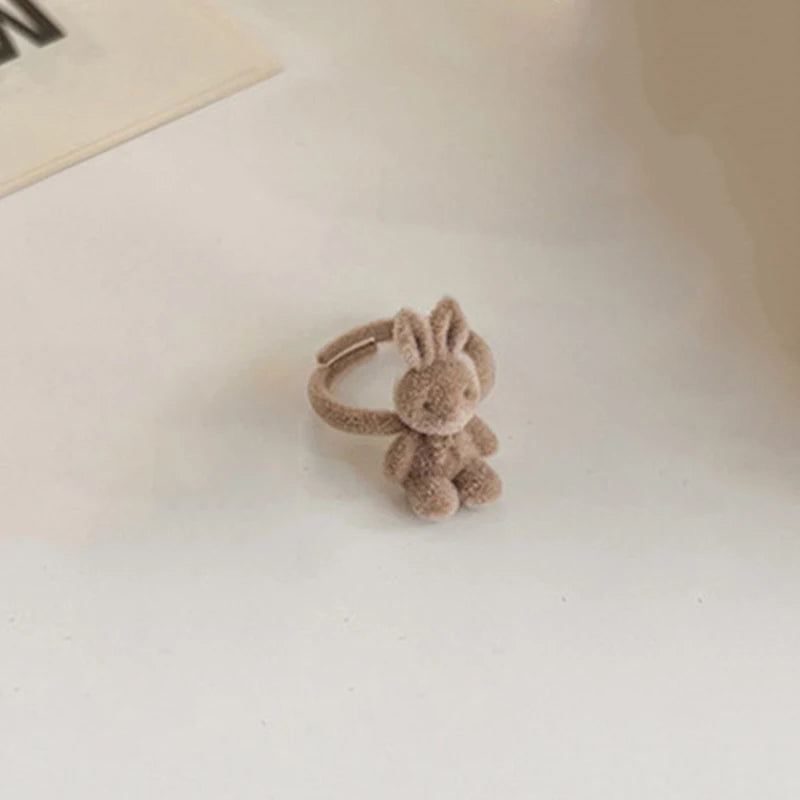 Bear Earrings for Women Girls 2023 Fashion Korea Silver Needle Autumn and Winter Earrings Cute Flocking Rabbit Ear Studs Jewelry