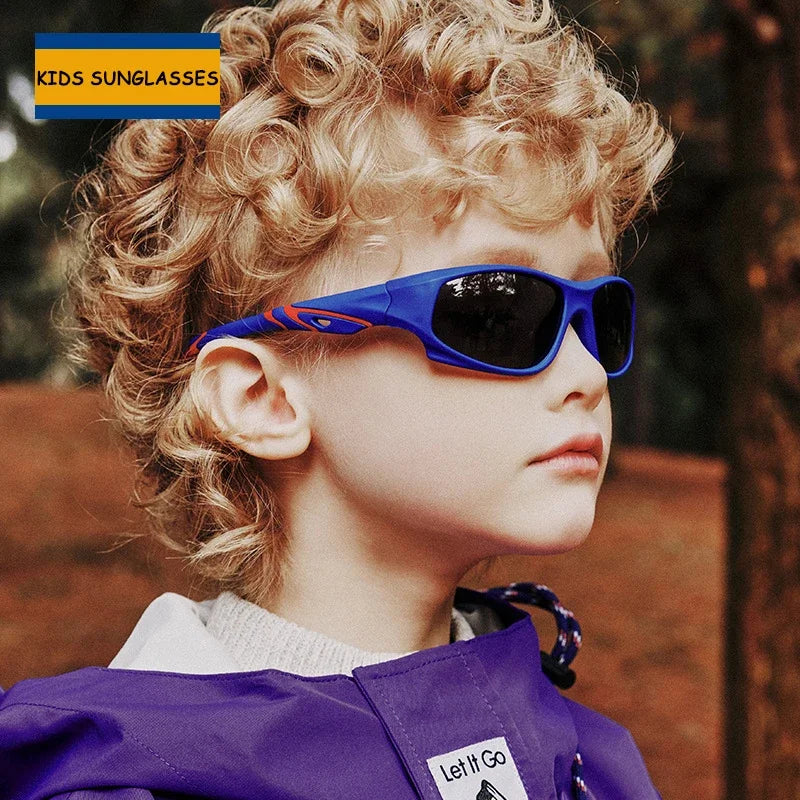 Outdoor Sports Kids Silicone Frame TAC Polarized Sun Glasses Soft TR90 UV400 Wrap Around Sport Sunglasses for Boys Girls Shades