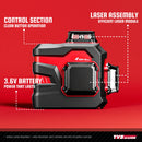 YEVOLT YVGLL4XS12 Series Green Laser Level 3-Plane 12-Line Self-leveling 360 3D Horizontal & Vertical 3.6V 3Ah Power Tools