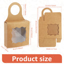 Wine Bottle Box with Visible Window Empty Hanging Foldable Boxes White Wine Bottle Treat Box Brown Paper Wine Candy Gift Boxes