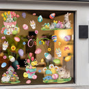 Easter Bunny Window Static Stickers Spring Flowers Living Room Window Glass Stickers Home Decorations Resurrection Day 2025