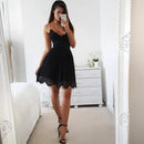 Sommer Partykleid Sexy Weiß Pink Tiefer V-Ausschnitt Rückenfrei Spitze Kurzes Kleid Damen Lässiges Bandage Spaghettiträger Kleid