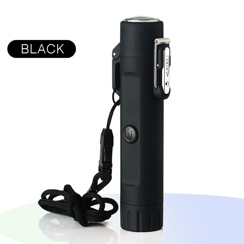 Arc Usb Lighter Camping Outdoor Survival Plasma Lighter With Flashlight Compass Survival Lighters Waterproof And Windproof