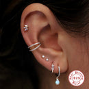 LENNIK Single 925 Sterling Silver Minimalist Double-layer Circle Hoop Earring for Women Simple Ear Bone Nose Ring Piercing Jewel