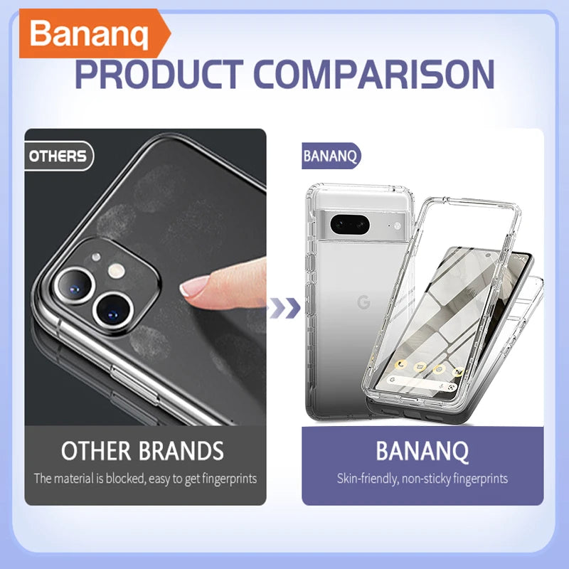 Bananq 360 Highly Clear Gradient Color All Inclusive Cover Shockproof Phone Back Case For Google Pixel 8 7 Pro 6A 7A 8A