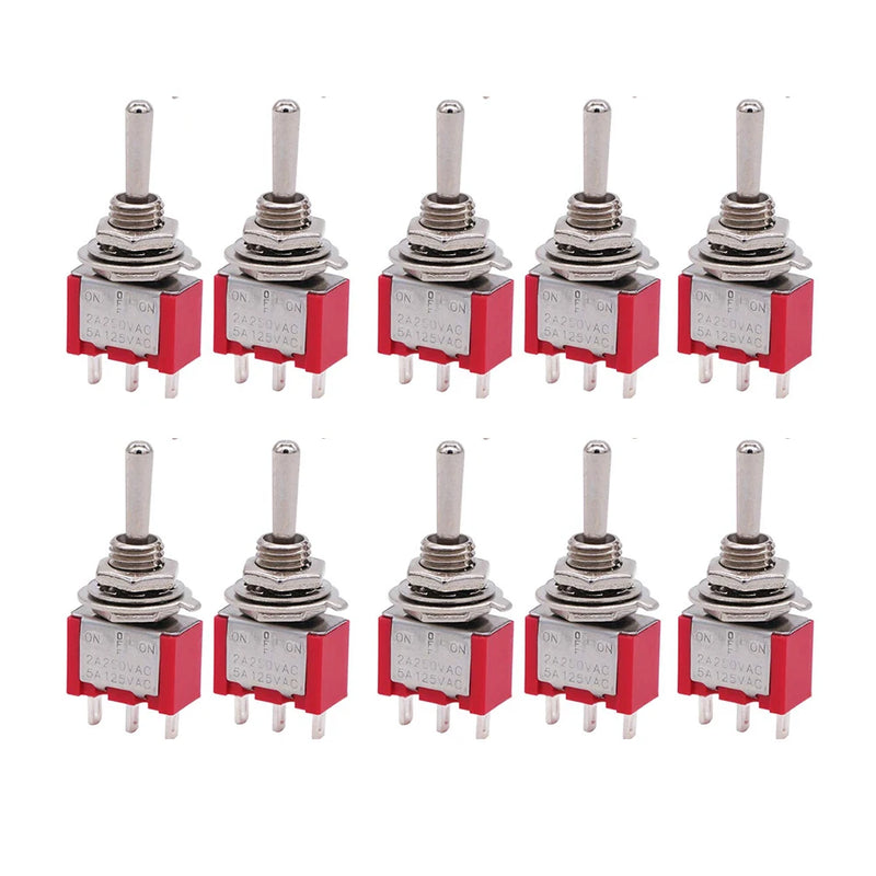 10Pcs DIY Toggle Switch ON-OFF-ON  3Pin 3 Position Latching MTS-103  AC 125V/6A 250V/3A Power Button Switch Car