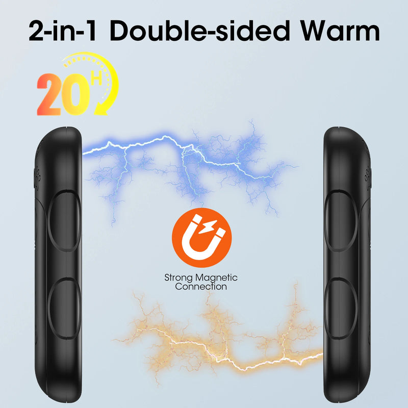 Rechargeable Hand Warmers 2 Pack, 2 in 1 Electric Hand Warmer, 6000mAh Portable Pocket Warmers Dual-Sided Safe Heating