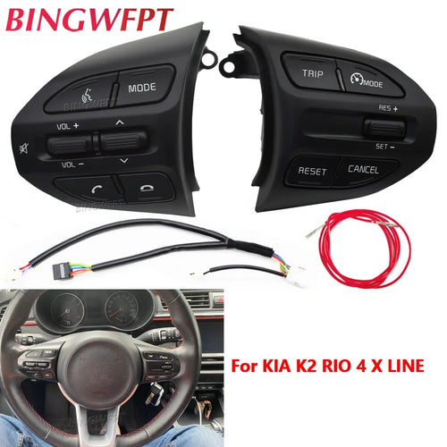 Multifunktionale Lenkradtasten für Kia RIO 2018-2021 X-LINE K2 RIO 4 Geschwindigkeitsregler Fernbedienung Lautstärke Bluetooth Auto-Schalter