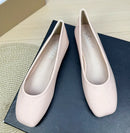 Lady Simple Plain Big Square Toe Flats Patent Leather Mirror Dough Shoes Green White 48 47 48 45 29cm Slip-on New Arrivals 2024