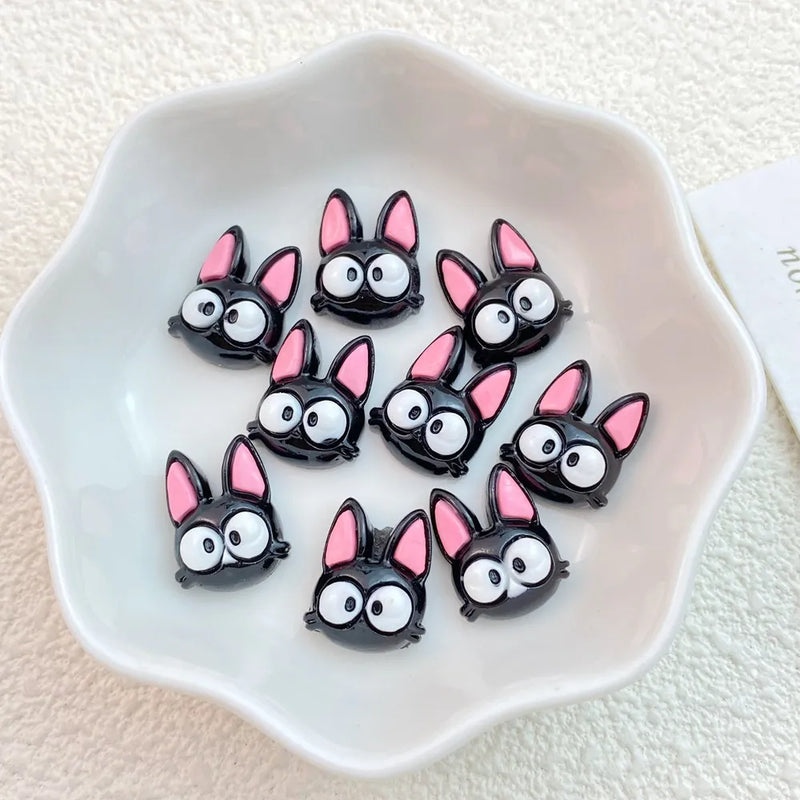 10/20Pcs New Cute Resin Cartoon Black Cat Flat Back Manicure Parts Embellishments For Hair Bows Accessories