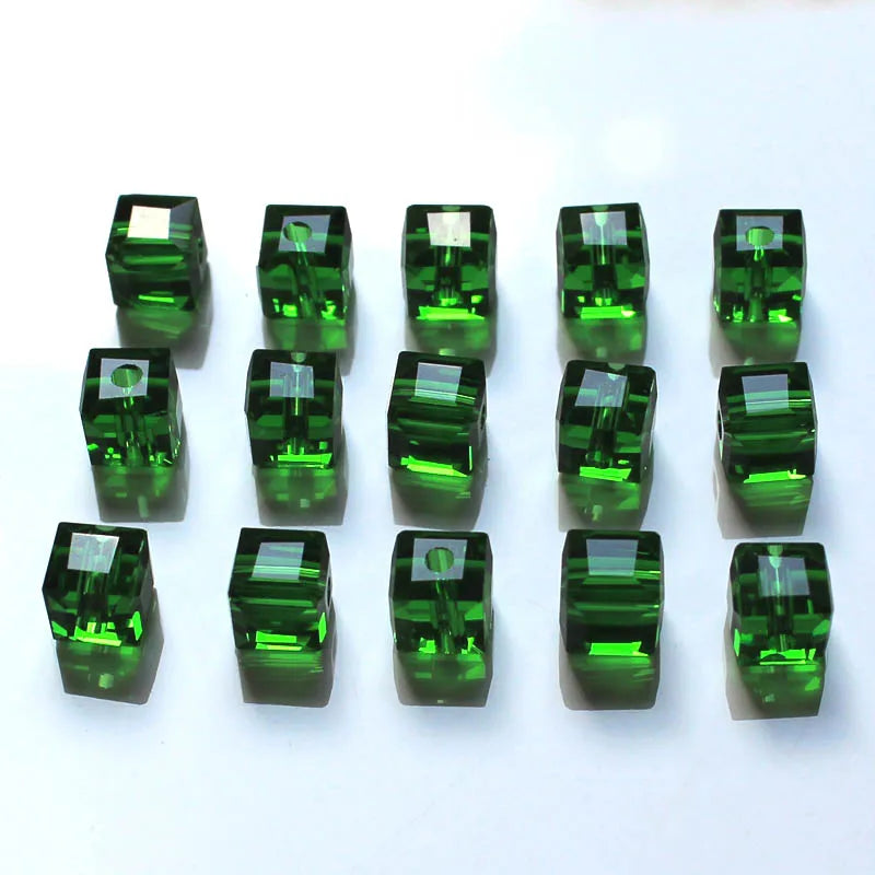 StreBelle AAA 50pcs/Lot Cube Loose Spacer Bead Jewelry Making Mix Colors 8x8mm Crystal Glass Beads Facet Square Shape