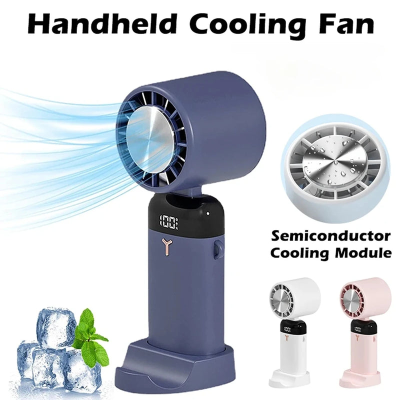 Portable Hand Fan Air Fan Cooler Outdoor Semiconductor Refrigeration Cooling 3600mAh Battery USB Rechargeable Cold Fan