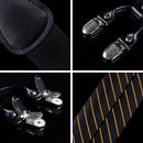 DiBanGu Mens Adjustable Silk Suspenders Bow Tie Cufflinks Pocket Square Set Metal Clips Y back Elastic Braces Wide Strap 3.5CM