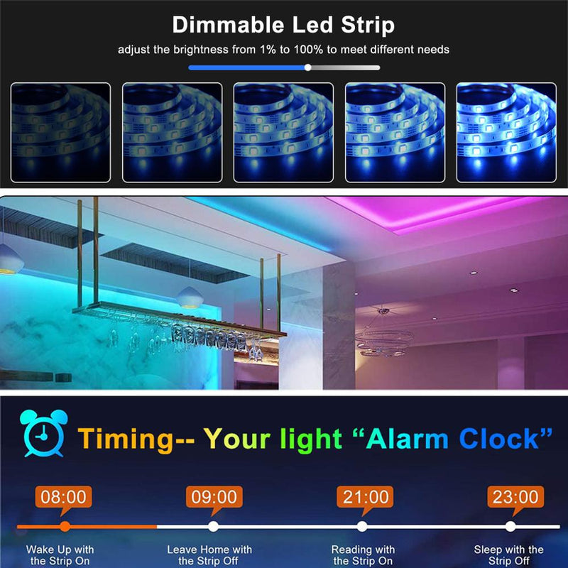 RGB Led Lights for Room Bedroom Decoration Smart Led Strip 12V 5050 Flexible Neon RGB Tape with Bluetooth Music Remote Backlight