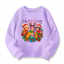 Christmas Kids Crew Neck Sweatshirt with Festive Cartoon Characters for Holiday Fun