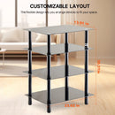 SucceBuy 4-Tier AV Media Stand Audio/Video Stand with Strengthen Tempered Glass Shevles for DVD Adjustable Media Storage Cabinet