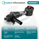 YOFIDRA 1200W 125MM Bürstenloser elektrischer Winkelschleifer Handheld Akku Polier- und Trennmaschine für 21V 18V Akku