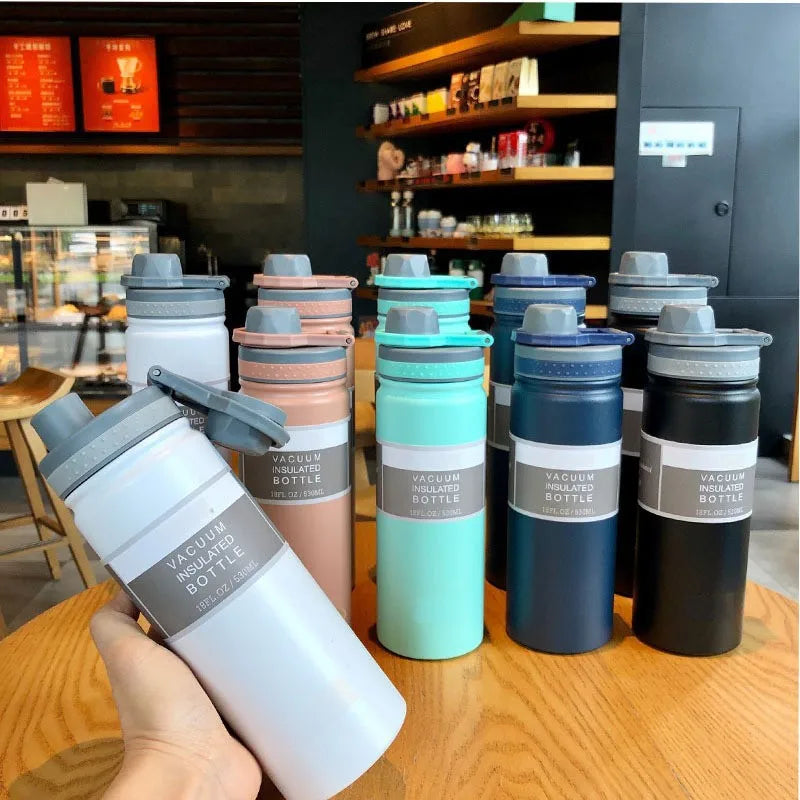 500/750ml Thermos Cup 304 Stainless Steel Coffee Cup Large Capacity Sport Water Bottle Portable Travel Office Vacuum Cups