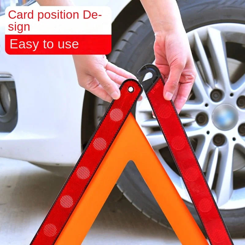 Car Emergency Breakdown Warning Triangle Red Reflective Road Safety Hazard Car Tripod Portable Foldable Stop Sign Reflector