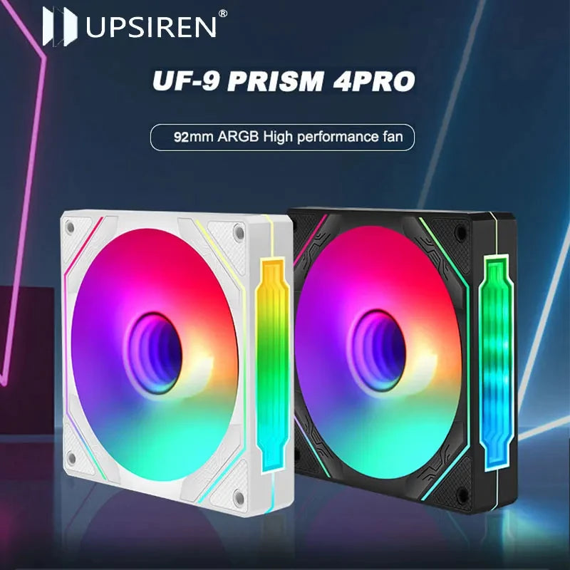 UPSIREN UF-9 PRISM 4 PRO Computer Chassis Fan 92mm ARGB 4 Pin PWM Quiet Cooling Fan 12V Large Air Volume 40CFM/800-2500RPM