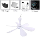 XIAOTREE USB Ceiling Fan DC 5V Air Circulator Fan 6 Detachable Blades Portable Hanging Ceiling Fans Camping Fan for RV & Home
