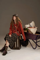 ELFSACK 2025 Autumn New Arrivals Retro Casual Large Area Print Long Drawstring Hooded Hoodie For Woman