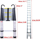 Telescopic Ladder 6.2m with Detachable Hooks & Extendable Steps, Folding Tall Loft Ladder with Non-Slip Feet Collapsible Ladder