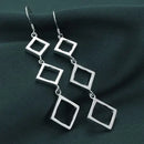 Fashion 925 Sterling Silver Square rhombus long earrings for women luxury designer jewelry party wedding accessories gifts