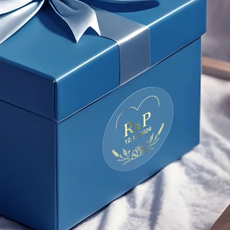 Custom Gold Foil Stickers Wedding nvitation card gift box Personalized Round logo Bridal Party Decoration Hebrew Minor Language