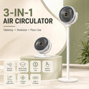 3-in-1 Modern Air Circulator Fan 5 Speeds 4 Heights Quiet Portable Pedestal Stand Fan USB-C for Home Bedroom Office RV Camping