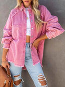 Neue 2025 Herbst Frühling Damen Unifarbenes Hemd Bluse Retro Denim Locker Koreanisch Weibliche Knöpfe Oberteile Vintage Lässige Langarmblusen