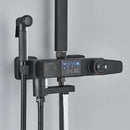 Rozin Black Smart Thermostatic Shower Faucet Set Bathroom Intelligent Rainfall Digital Mixer Tap With Rack and Bidet Bath System