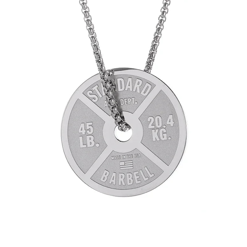 Titanium Steel Dumbbell Pendant Gym Fitness Equipment Barbell Necklace Domineering Muscular Men Fitness Leisure Sports Jewelry