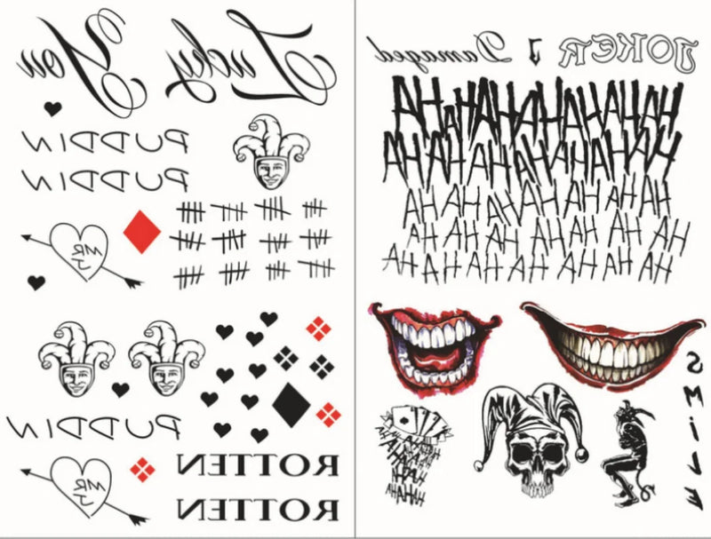 Halloween Tattoos Stickers Horror Makeup Joker Smile Stickers For Halloween Decoration Haunted House Cosplay Props Costume