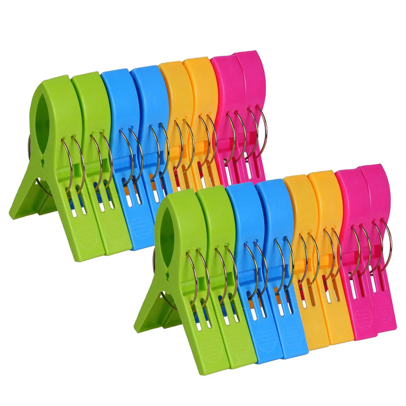 Beach Towel Clips Chair Clips Towel Holder,Plastic Clothes Pegs Hanging Clip Clamps, Yellow,blue,green,red