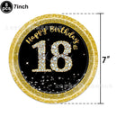 18th Birthday Party Disposable Tableware Plate Cup Napkin Black Gold Party Decorations Birthday Balloon 18 Years Party Supplies