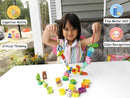 Holzspielzeug Baby DIY Spielzeug Cartoon Obst Tier Aufziehfädeln Holzperlen Spielzeug Monterssori Pädagogisch für Kinder