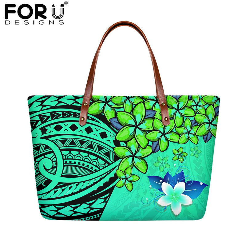 FORUDESIGNS High Quality Women Handbag Polynesian Pattern Hibiscus Flower Printing Personal Luxury Female Shoulder Bolsas