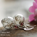 2 Paare 16MM Glaskugel Löwenzahn Samen Ohrringe Öko Ohrring Botanischer Schmuck Natur Echte getrocknete Blumen Ohrhänger für Frauen