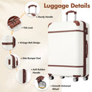 Hardshell Luggage Sets with Bags Lightweight Suitcase Double Spinner Wheels with TSA Lock Single Vintage Luggage 28 IN White