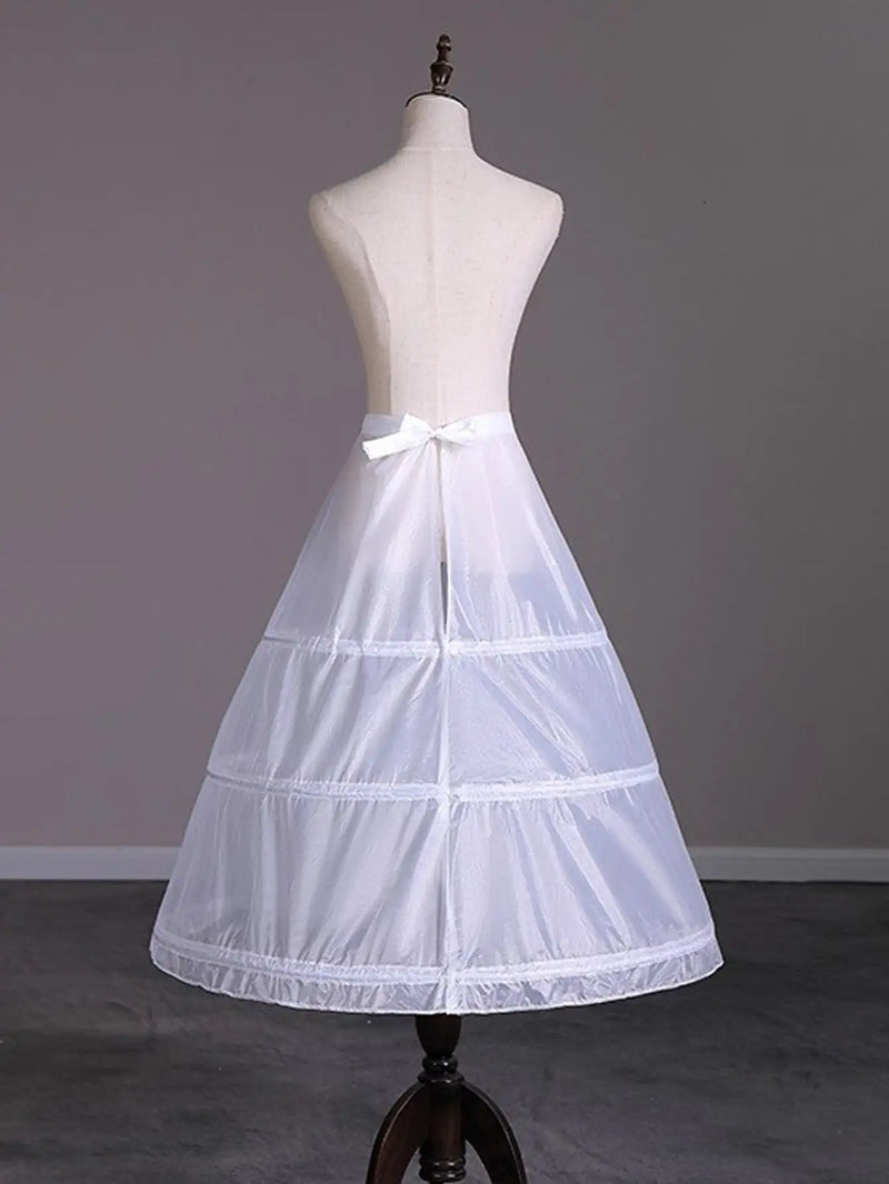 1pc Women's White Satin Underskirt For Bridal Dress, Wedding, Cosplay, A-line Petticoat With Three Steel Hoops