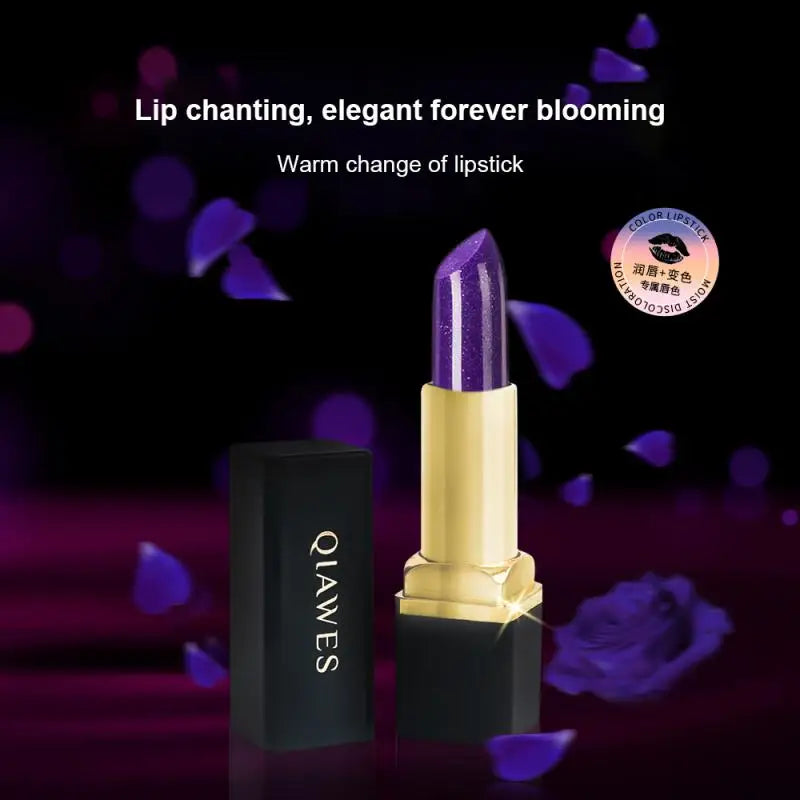 QIAWES Color Changing Lipstick Waterproof Non-stick Cup Long-lasting Smudge Proof Moisturizing Temperature Change Lipstick