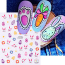 3D Bunny Nail Art Sticker Decals Decorations Easter Egg Design Cute Cartoon Rabbit Flower Nail Stickers Sliders for Manicure